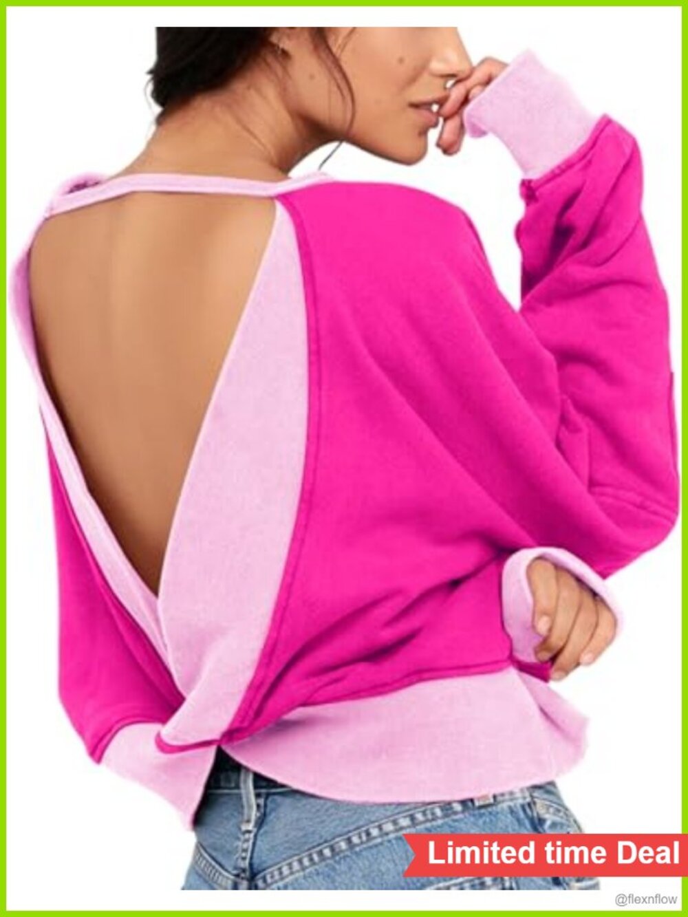 Womens Open Back Crop Workout Top Long Sleeve Crewneck Backless Gym Shirt